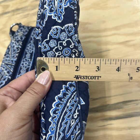 Vera Bradley Crossbody Bag Blue Paisley Triple Zip Adjustable Strap Travel - Picture 14 of 14